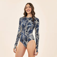 Lade das Bild in den Galerie-Viewer, Image 02: Uv Line Badeanzug Swimsuit Macae Coconut Palms Navy Blue Upf50+