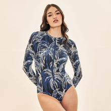 Lade das Bild in den Galerie-Viewer, Image 04: Uv Line Badeanzug Swimsuit Macae Coconut Palms Navy Blue Upf50+