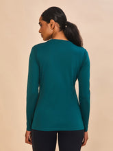 Lade das Bild in den Galerie-Viewer, Model Back: Uv Line Rashguard Longsleeve Fem New Fit Petroleo Upf50+