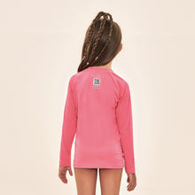 Lade das Bild in den Galerie-Viewer, Model Back: Uv Line Rashguard Acqua Qr Code Chiclete Fluor Upf50+