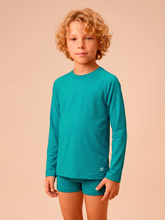 Lade das Bild in den Galerie-Viewer, Gallery: Uv Line Rashguard Longsleeve Uvpro Kids Green Sea Upf50+
