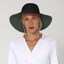 Lade das Bild in den Galerie-Viewer, Model Front: Uv Line Schlapphut Hat San Diego Fem Black Green Upf50+
