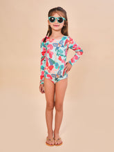 Lade das Bild in den Galerie-Viewer, Model Front: Uv Line Mädchen-Badeanzug Swimsuit Girl Borboletinha Upf50+
