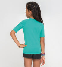 Lade das Bild in den Galerie-Viewer, Model Back: Uv Line Rashguard Kids Fpu50+ Uvpro Short Sleeve T-Shirt Mint Green Uv
