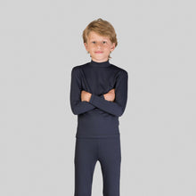 Lade das Bild in den Galerie-Viewer, Model Front: Uv Line Rashguard Rash Guard Kids High-Neck Black Upf50+
