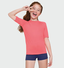 Lade das Bild in den Galerie-Viewer, Image 02: Uv Line Rashguard Kids Fpu50+ Uvpro Short Sleeve T-Shirt Coral Uv
