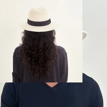 Lade das Bild in den Galerie-Viewer, Model Back: Uv Line Panamahut Chapeu Shanghai Branco/Preto
