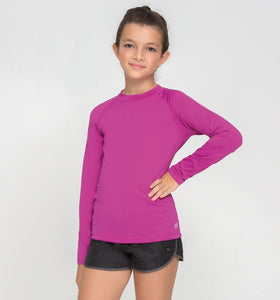 Image 02: Uv Line Rashguard Kids Fpu50+ Uvpro Long Sleeve T-Shirt Pink Uv
