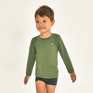 Model Front: Uv Line Rashguard Longsleeve Baby Verde Militar Upf50+